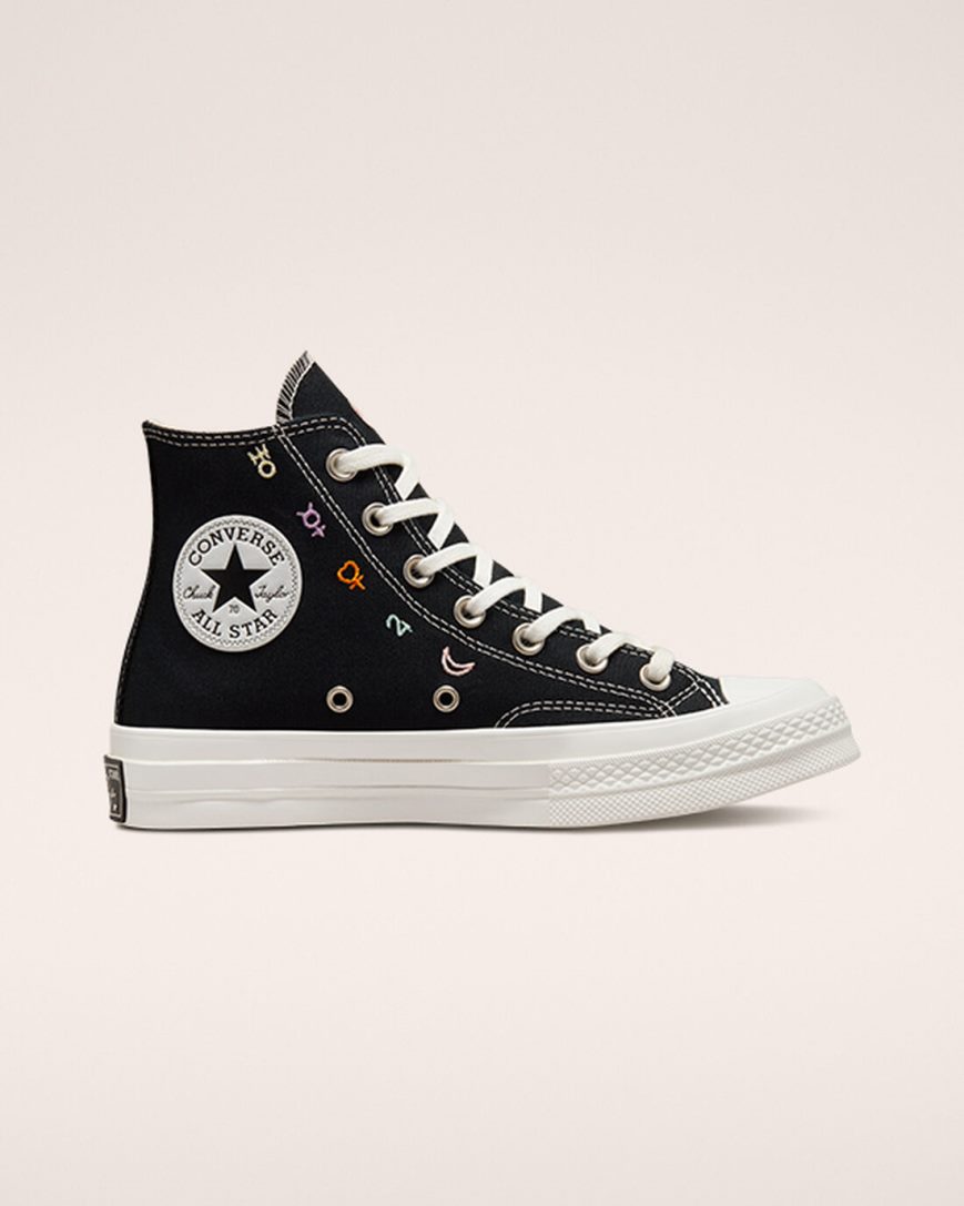 Women\'s Converse Chuck 70 Mystic Symbols High Top Shoes Black / White | AU 15948O